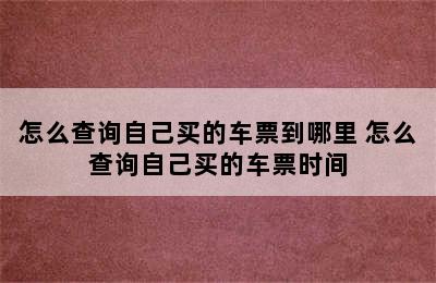 怎么查询自己买的车票到哪里 怎么查询自己买的车票时间